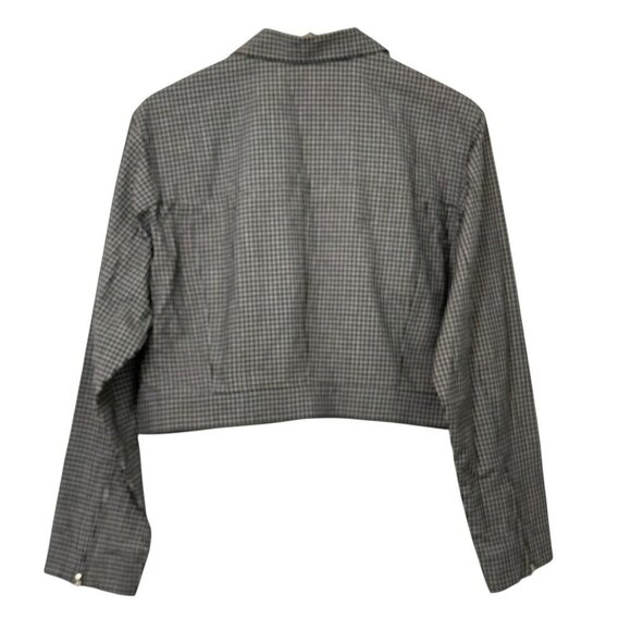 Emanuel Ungaro Vintage Cropped Jacket Black White Check Zip Pockets Size 12/46 - Picture 3 of 8